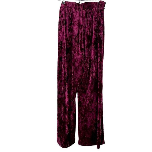 Maree Velvet Wide Leg Pant Belted Waist Burgundy Size 16 NWT - Picture 7 of 12